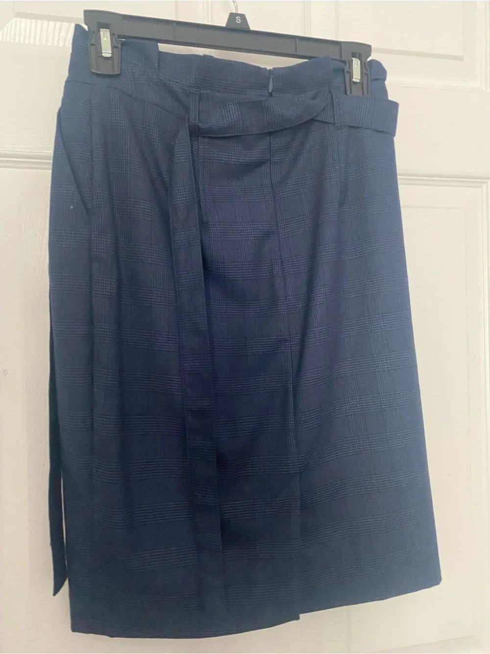 Banana Republic Navy Plaid Midi Skirt